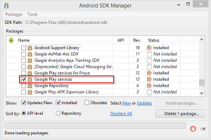 SDK Manager - Google Play Services 2